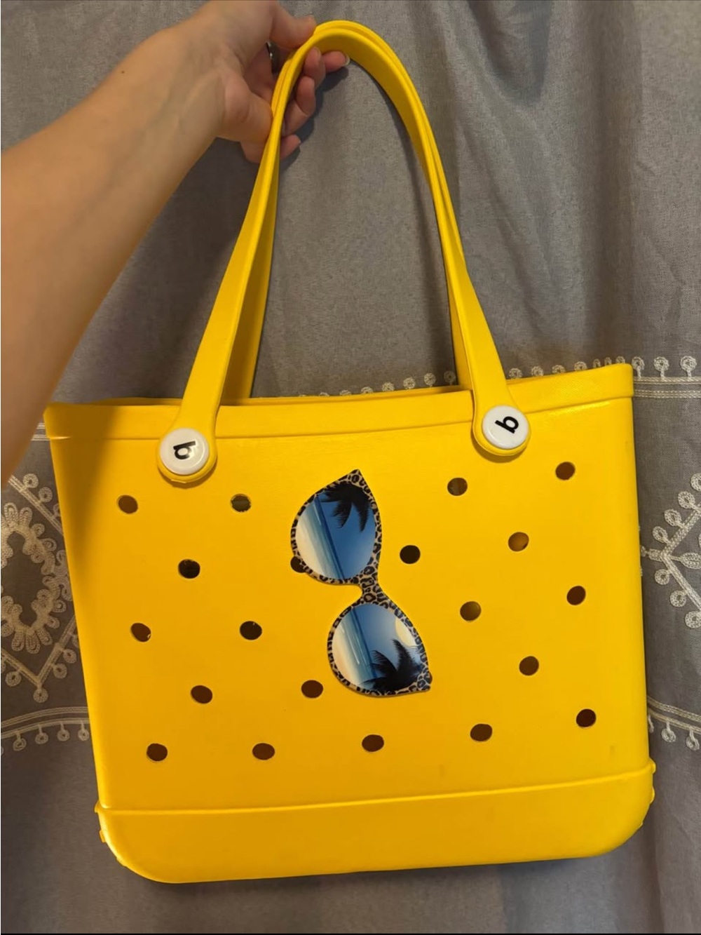 BOGG BAG Yellow Perforated Tote with Sunglasses Accent